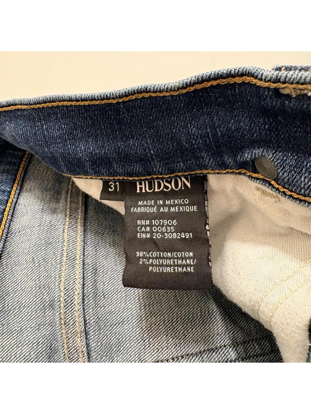 Hudson Men's Size 31 Button Fly Skinny Fit Jeans Denim - Picture 5 of 7